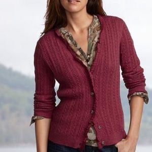 Eddie Bauer Ruffle Cable Cardigan Sweater